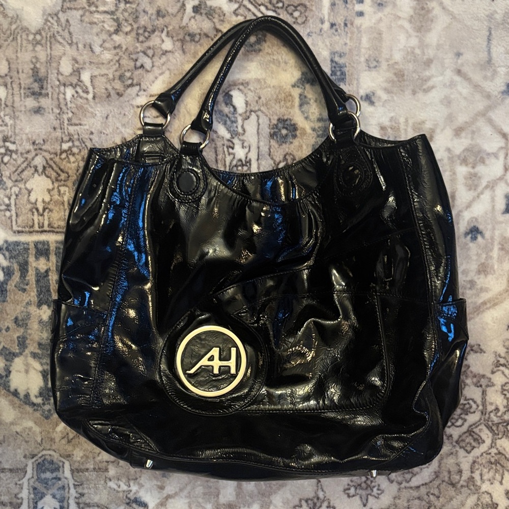 Anya Hindmarch Patent Leather /Suede Lined Tote Bag